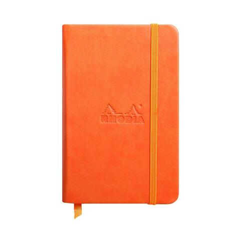 Rhodiarama carnet rembordé rigide 9x14 cm 192 pages uni papier ivoire 90g fermeture élastique - Tangerine