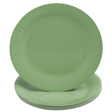Platos de cartón sin plástico - Ø 23 cm - Verde oliva
