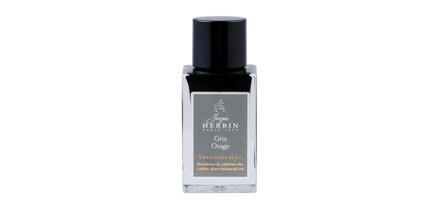 Encre 1670 à paillettes dorées 15ml - Gris orage