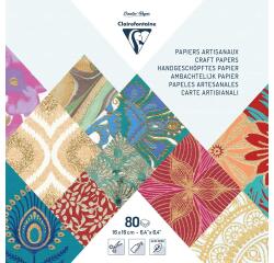 PAPIERS DU MONDE, Maxi bloc de 80 feuilles au format 16x16cm - Multicolore