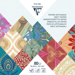 PAPIERS DU MONDE, Maxi bloc de 80 feuilles au format 16x16cm - Multicolore