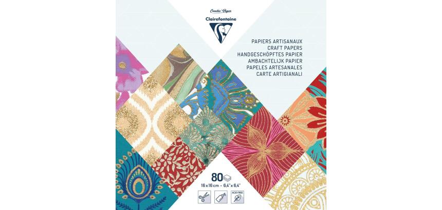 PAPIERS DU MONDE, Maxi bloc de 80 feuilles au format 16x16cm - Multicolore