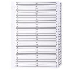 50Z - Separadores Separadores con pestañas impresas cartulina blanca 160 g/m 2 Con pestañas blancas plastifi cadas reforzadas - Blanco