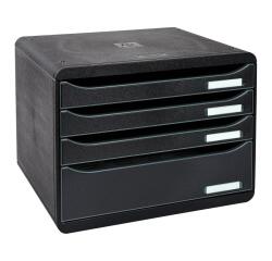 Módulo individual BIG-BOX PLUS HORIZON, 4 cajones, STOP de seguridad, porta-etiquetas - 270x355x271 mm - ECOBlack - Negro