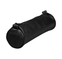 Trousse en cuir Age Bag petite ronde 18,5xØ4 cm - Noir