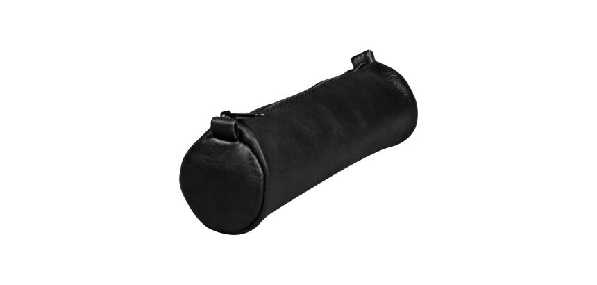 Trousse en cuir Age Bag petite ronde 18,5xØ4 cm - Noir