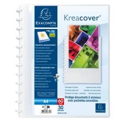 Carpetas de fundas amovibles con anillas - Fundas piel de naranja Tapa rígida personalizable Kreacover ® 8/10º - (Vistas: 60 Fundas: 30) - 24 ,5x31cm para A4 - Blanco