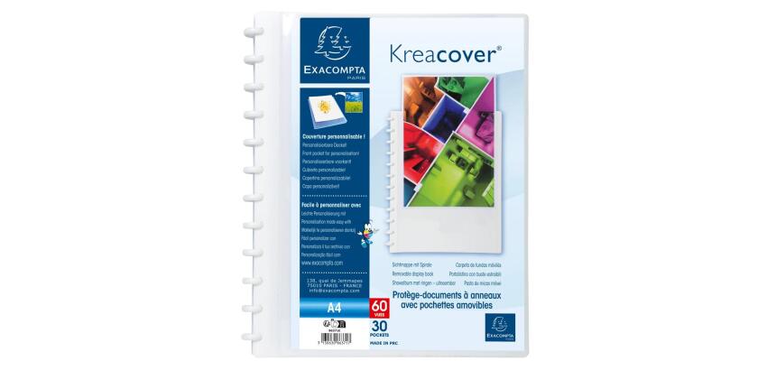 Protège-documents à anneaux et pochettes détachables KreaCover® 30 pochettes - 60 vues - A4
