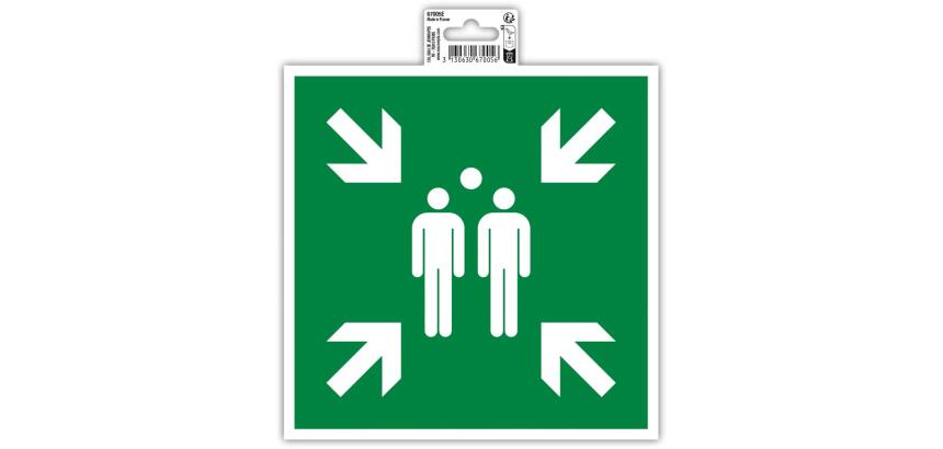 Panneau PVC adhésif Point de rassemblement 20x20 cm - Vert