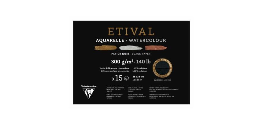Etival Noir bloc collé 1 côté 15F 28x38cm 300g double grain