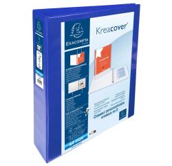 Classeur personnalisable rigide 2 poches KreaCover - 4 anneaux en D 40mm - A4 maxi - Bleu