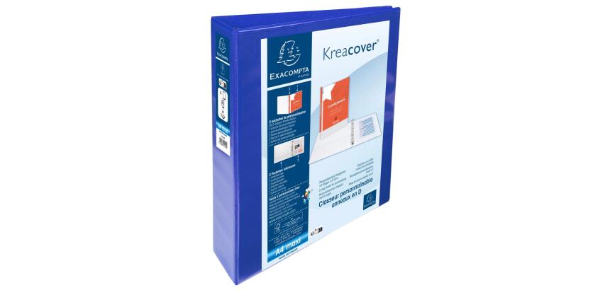 Classeur personnalisable rigide 2 poches KreaCover - 4 anneaux en D 40mm - A4 maxi