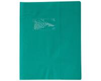 Protège-cahiers grain cuir PVC 22/100ème 17x22 cm - Vert