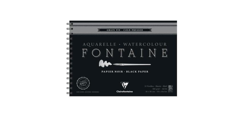Fontaine Noir album spiralé 12F 19x26cm 300g grain fin