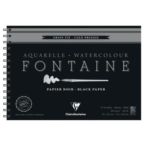 Fontaine Noir album spiralé 12F 19x26cm 300g grain fin