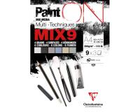 PaintON Mix 9 bloc collé 27F A4 250g assorti 9x3F