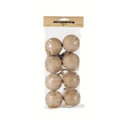 Sachet de 8 boules avec cordon doré 5cm - Kraft