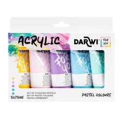 Darwi For You set de peinture acrylique - Pastels 5x75 ml - Assortiment