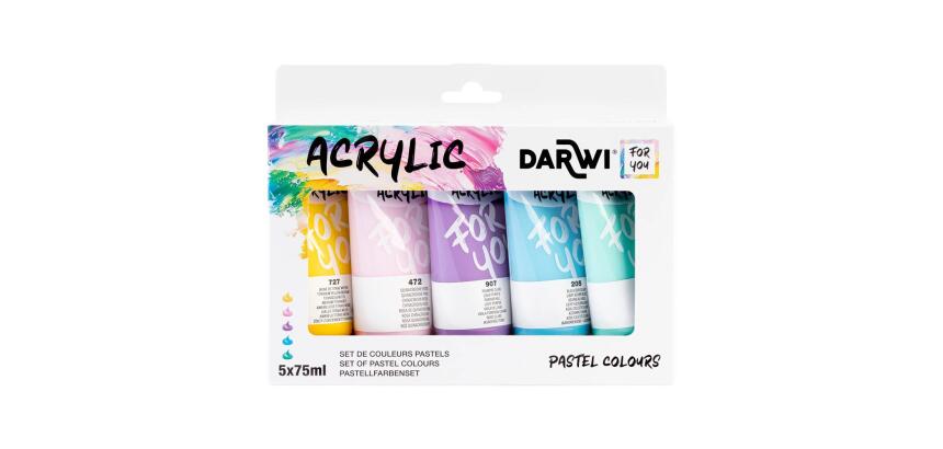 Darwi For You set de peinture acrylique - Pastels 5x75 ml - Assortiment