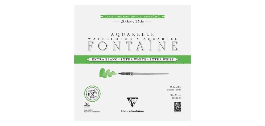 Fontaine Extra Blanc Grain Torchon bloc collé 4 côtés 15F 30x30cm 300g