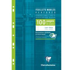 Feuillets mobiles sous étui A4 100 pages perforées ligné + marge