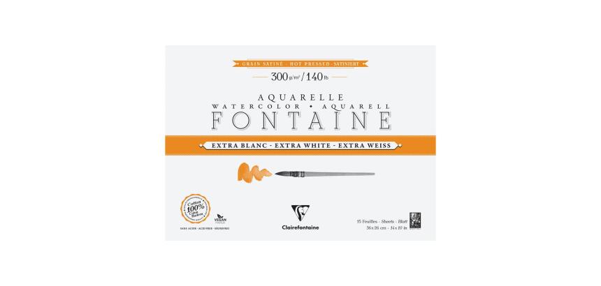 Fontaine Extra Blanc Grain Satiné bloc collé 4 côtés 15F 26x36cm 300g