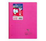 Bloc de cours agrafé grand côté Koverbook A4+ 80 feuilles détachables perforé 4 trous grands carreaux couleur aléatoire - Assortis