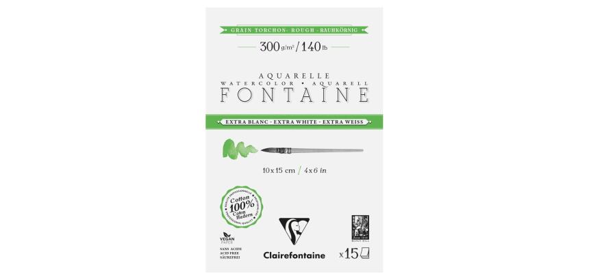 Fontaine Extra Blanc Grain Torchon bloc collé 4 côtés 15F 10x15cm 300g