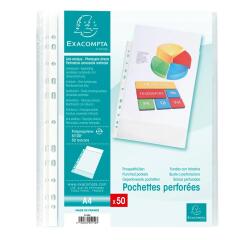 Pk 50 Punch Pockets PP A4 0.05mm Grain - Crystal