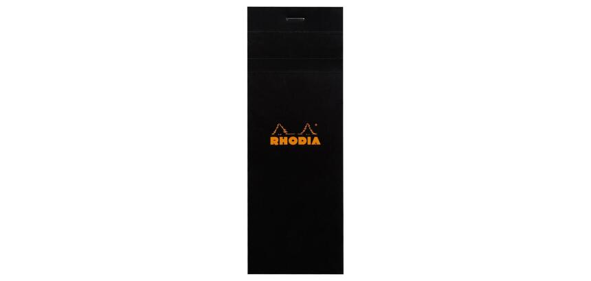 Bloc agrafé Rhodia N°8 7,4x21 cm 80 feuillets petits carreaux 5x5 80g - Noir