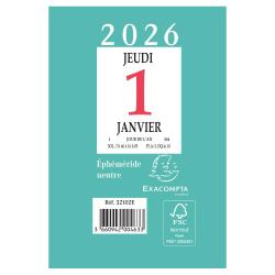 Bloc éphéméride neutre sans support 6,5 x 9,7 cm - 2026 - Vert