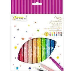 Pochette 12 feutres pailletés