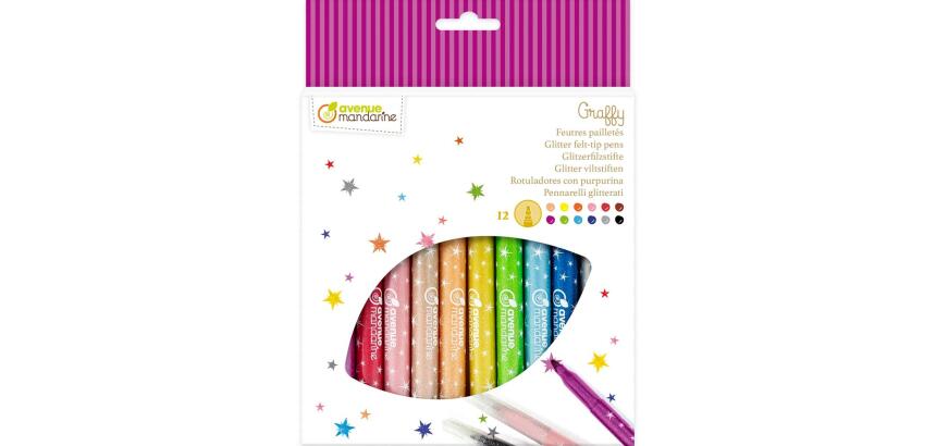 Pochette 12 feutres pailletés