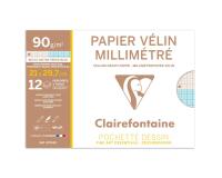Vélin Millimétré pochette 12F A4 90g (perforation 4 trous)