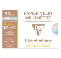 Vélin Millimétré pochette 12F A4 90g (perforation 4 trous)