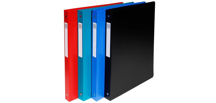 Classeur 4 anneaux plastifié Exacompta Opak  A4 maxi - Dos 3 cm couleurs assorties