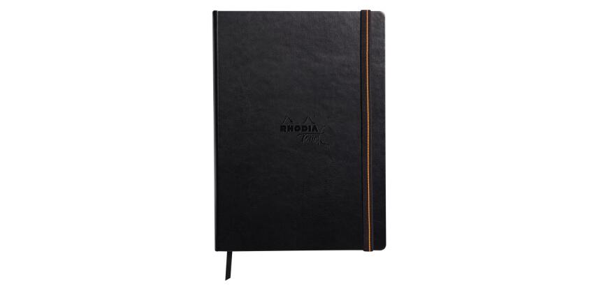 Rhodia Touch - Calligrapher Book - brochure rembordé rigide A4 portrait 64p uni papier simili Japon naturel 250g - Noir