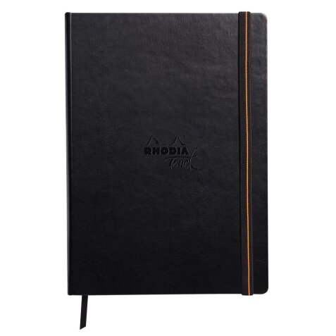 Rhodia Touch - Calligrapher Book - brochure rembordé rigide A4 portrait 64p uni papier simili Japon naturel 250g - Noir