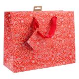 Premium sac shopping rouge & blanc 32x13x24,5 cm - Rouge