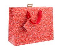 Premium sac shopping rouge & blanc 32x13x24,5 cm - Rouge
