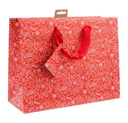 Premium sac shopping rouge & blanc 32x13x24,5 cm - Rouge