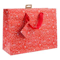 Premium sac shopping rouge & blanc 32x13x24,5 cm - Rouge