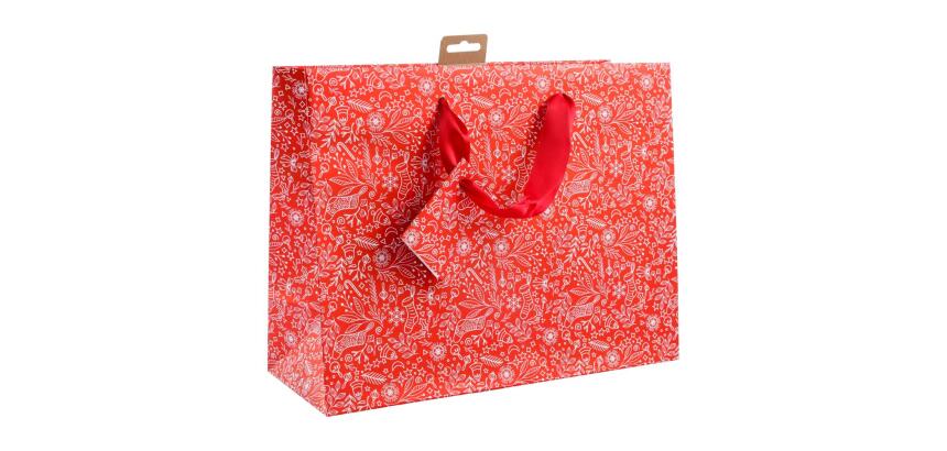 Premium sac shopping rouge & blanc 32x13x24,5 cm - Rouge