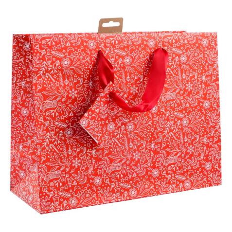 Premium sac shopping rouge & blanc 32x13x24,5 cm - Rouge