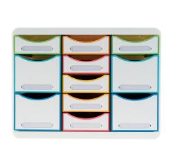 Cassettiera Storebox Multi 11 cassetti Black Office - Bianco/arlecchino