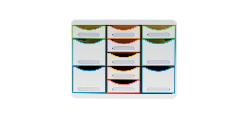 Moule de classement Storebox Multi 11 tiroirs Black Office - Blanc/arlequin