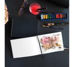 Rhodia Touch Watercolor Book, papier 100% coton grain satiné 300g - A6 paysage, 40 pages - Noir