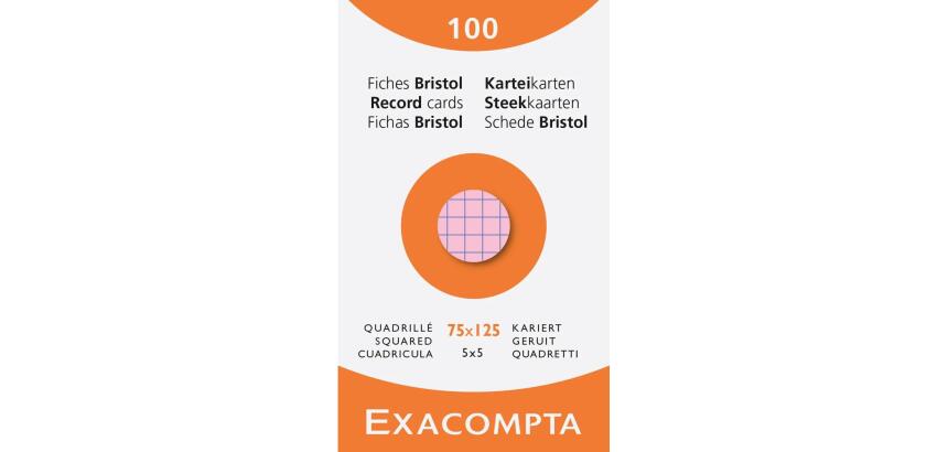 Fichas de cartulina bristol 205 g/m2 - Cuadricula - 75x125 mm - Colores surtidos