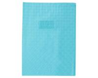 Protège-cahiers grain losange PVC 18/100ème avec porte-étiquette A4 - Bleu clair