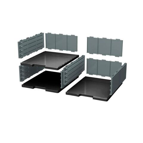 MODULODOC set elemento de base, 2 alturas + formato A4+ resistencia 5kg ( casillas jumbo ) - ECOBlack - Gris oscuro